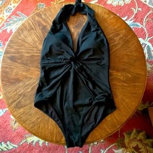 Niptuck Gold Label halter swimsuit. Black size 8.